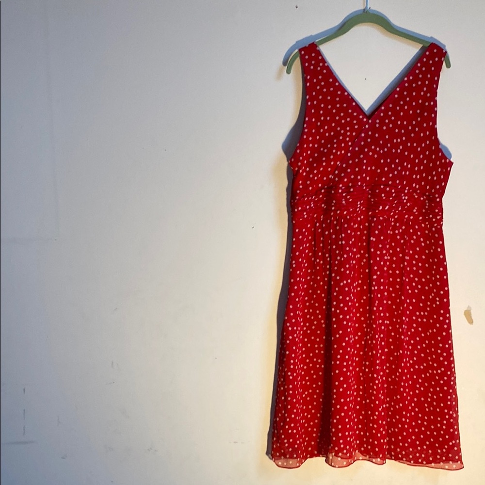 George Red and White Polka Dot Dress